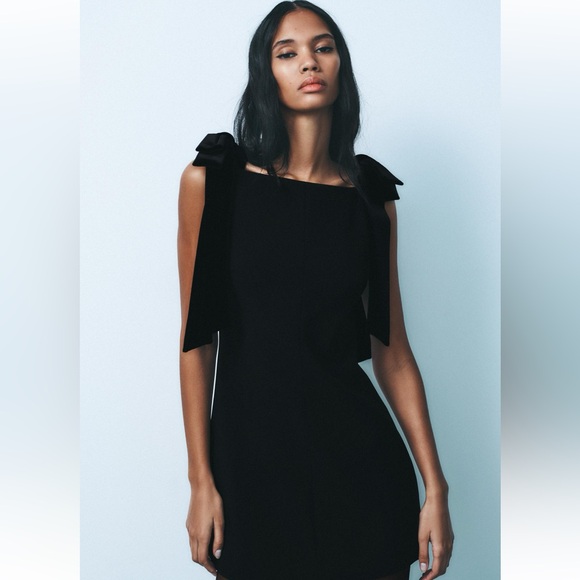 Zara velvet bows dress black - Picture 2 of 10